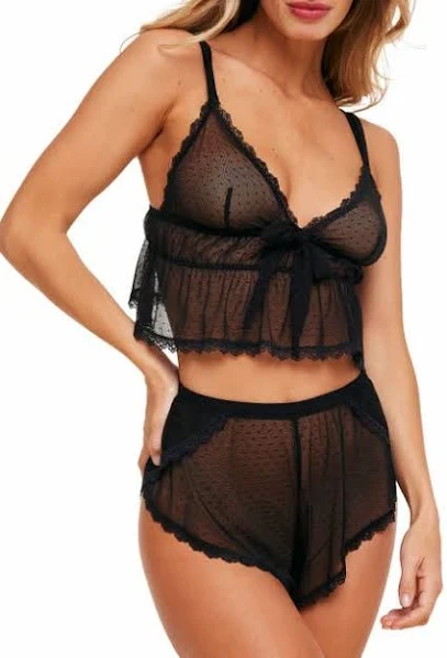 Adore Me Betty Cami & Shorts Lingerie Set in Jet Black - Size X-Small at Nordstrom