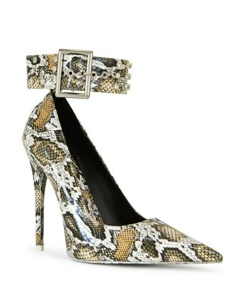 Azalea Wang Beige Snake Stiletto Pump
