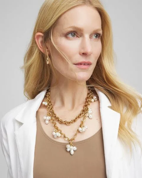 Chico's Modern Pearl Cluster Choker Necklace for Women