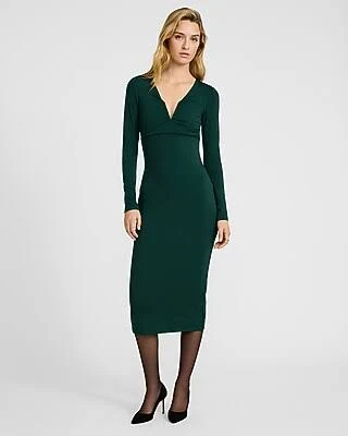 Express Women's V-Neck Ruched Midi Dress with High Compression