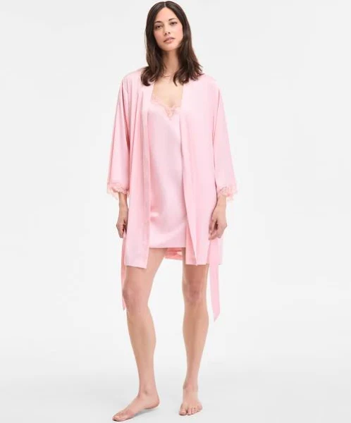 INC International Concepts Lace-Trim Stretch Satin Women's Robe