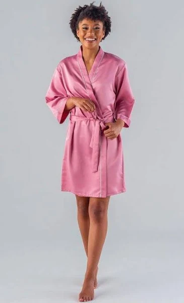 Kennedy Blue Satin Bridal & Bridesmaid Robes - Standard & Plus Sizes