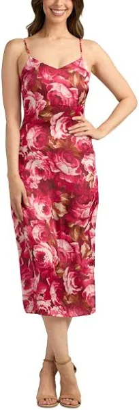 Pat J Juniors' Floral Print Satin Slip Dress