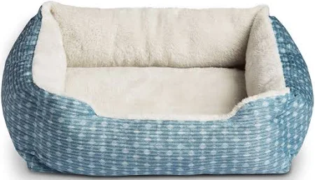 Vibrant Life Plush Cuddler Pet Bed, Portable, Blue & White, 19" x 15"