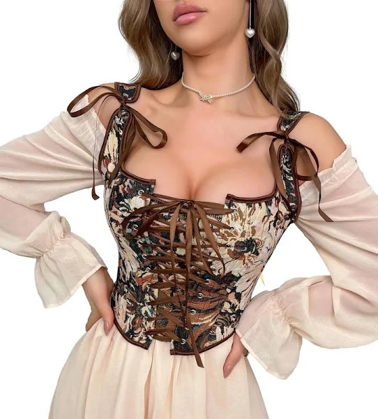 Vintage Floral Camisole Bustier Corset Top