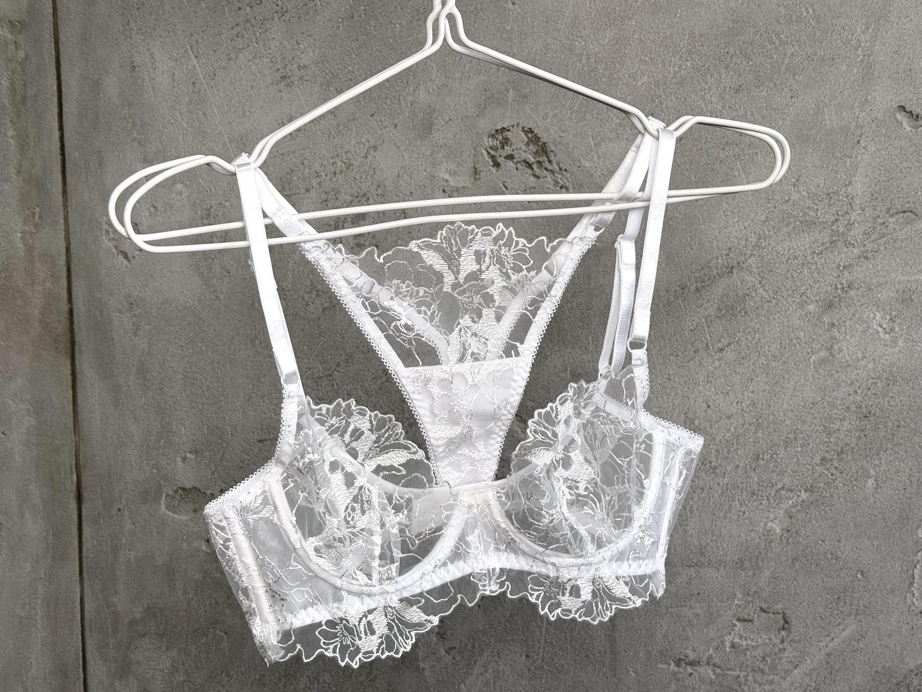 White Lace Bridal Lingerie Set with Floral Embroidery