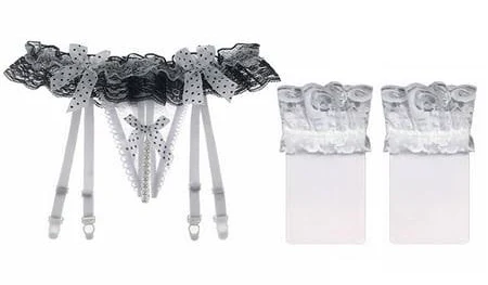 Women's Lace Garter Belt with Thigh Highs Set