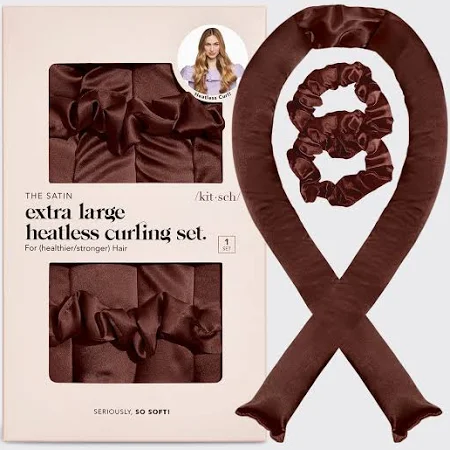 XL Satin Heatless Curling Set in Chocolate by Kitsch